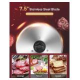 FOHERE 200W Meat Slicer Machine for Home, Electric Food Slicer with Two 7.5" Sharp Stainless Steel Blade(Serrated + Smooth) 0-15mm Precise Thickness Deli Meat Slicer for Bread Fruit Vegetable(Silver) 