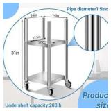 Shimeyao 14" x 14" x 31" Rice Warmer Stand Stainless Steel Rice Warmer Stand with 2 Shelves and 4 Casters Cooking Equipment Storage for Kitchen Restaurant - storage shelf only - rice warmer not includ