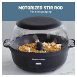 West Bend Stir Crazy Hot Oil Popcorn Popper, Popcorn Maker Machine with Large Serving Bowl Lid and Stirring Rod, 6 Qt, Black - Retail $66