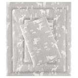 Queen - Woolrich Cotton Sheet Set Cottage Charms Print, 100% Cotton Flannel Sheets Warm & Fuzzy Bedding Set Queen Size Sheets, Fitted Pocket Fits Up to 14" Mattress, Queen Grey Moose, 4 Piece