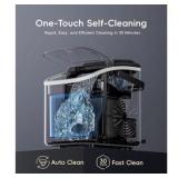 ecozy Portable Ice Makers Countertop, 8 Cubes in 6 Mins, 26lbs/Day, Bullet Ice Maker Machine with 2 Ice Sizes, Self-Cleaning Ice Maker with Carry Handle for Home/Kitchen/Party/Travel - 2026 Version
