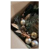 Decorative Christmas Holiday Wreath With Christmas Balls, Gold Accents and Decorations