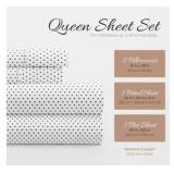 Queen - Double-Brushed Patterned Microfiber Queen Sheet Set 4 Piece – Oeko-TEX Certified Ultra Soft & Wrinkle-Free - 16" Deep Pocket Sheets - Easy Care Queen Size - Stippled Gray