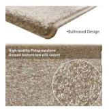 Carpet Stair Treads Ultra Plush 9.5" X 30"Soft Bullnose Indoor Stair Protectors Pet-Friendly Cream Colored Set of 7