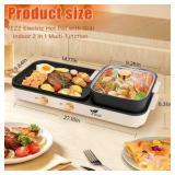 Electric Hot Pot with Grill,2-10 People Indoor Hot Pot 2 in 1 Multi-function Smokeless Shabu-Shabu Hotpot Korean BBQ Grill for Simmer,Separate Dual Temperature Contral