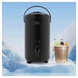 Hot or Cold Beverage Dispenser 3 Gallon, Stainless Steel Insulated Beverage Dispenser Cold and Hot Drink dispenser with Thermometer, Water Dispenser with Spigot for Tea & Coffee, Water (12L, Black)