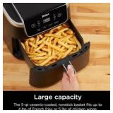Ninja Air Fryer with Air Crisp | 5 QT Capacity fits up to 4lbs of Fries | 4-in-1 Pro Air Fry, Roast, Reheat, Dehydrate | 400°F Max Temp | 1750 Watts | W/Nonstick Basket & Crisper Plate | Retail $130