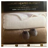 Queen Heated Blanket | Beautyrest 84 in. x 90 in. Heated Waffle Plush w/ Sherpa Reverse Queen Blanket | Whisper White | Retail $375