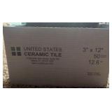 3x12 White Ceramic Tiles. Full Box 50 Tiles. Bright White. Covers 12 sq feet.