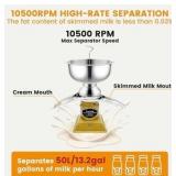 Milk Cream Centrifugal Separator, 304 Stainless Steel Electric Cow Milk Separator, 50L/H Goat Cow Cream Separator, 10500RPM Creams Maker Separator with 5L Bowl Capacity for Fresh Goat Cow Milk | Retai