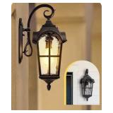 2 Pack Outdoor Wall Lights, 20.4" Large Size Exterior Lantern Fixture, Porch Lights Wall Mount, Roman Wall Lamp, Waterproof Outside Wall Sconce for Front Door Garage