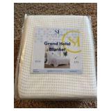 King - Sweet Home Collection 100% Fine Cotton Luxurious Basket Weave Blanket, White King Sized Bed 100% Cotton