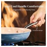 Redchef 11” sauté pan and glass lid - non stick - Stainless Steel Handle, Dishwasher & Oven Safe