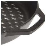 Lodge Pre-Seasoned Cast Iron Round Grilling Pan - Use on the Grill - Grilling Pan Designed to Protect Food from Falling Through the Grate - Cast Iron 12 Inch