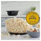 West Bend Stir Crazy Hot Oil Popcorn Popper, Popcorn Maker Machine with Large Serving Bowl Lid and Stirring Rod, 6 Qt, Black - Retail $66