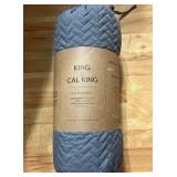 King - Casual Comfort Premium Ultra Soft Herringbone Pattern Quilted Coverlet Set - 1 quilt 2 shams - Gray Color - Retail $120