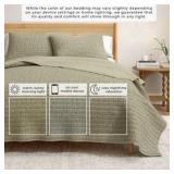 Full/Queen - Waffle Weave Cotton Quilt Set - 1 quilt 2 shams - Eucalyptus Green - Retail $138