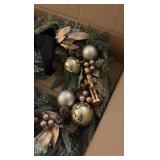 Decorative Christmas Holiday Wreath With Christmas Balls, Gold Accents and Decorations