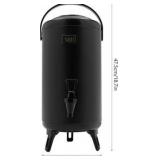 Hot or Cold Beverage Dispenser 3 Gallon, Stainless Steel Insulated Beverage Dispenser Cold and Hot Drink dispenser with Thermometer, Water Dispenser with Spigot for Tea & Coffee, Water (12L, Black)