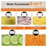 Fiii 5-in-1 Electric Food Processor Vegetable Chopper - 5 blades for 5 different cuts - Retail $200