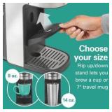 Hamilton Beach The Scoop Single Serve Coffee Maker & Fast Grounds Brewer for 8-14oz. Cups, Brews in Minutes, 40oz. Removable Reservoir, Stainless Steel | Retail $67