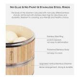 11.8-Inch Vertical Bamboo Steamer Basket, 2-Tier with Stainless Steel Rings,  Cooking Pot for Buns Dumplings Rice Vegetables Dim Sum