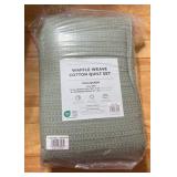 Full/Queen - Waffle Weave Cotton Quilt Set - 1 quilt 2 shams - Eucalyptus Green - Retail $138