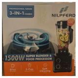 Nilpfers 3 in 1 professional grade blender and food processor - 67 oz pitcher - 3 cup vegetable chopper - Retail $115
