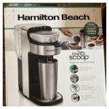 Hamilton Beach The Scoop Single Serve Coffee Maker & Fast Grounds Brewer for 8-14oz. Cups, Brews in Minutes, 40oz. Removable Reservoir, Stainless Steel | Retail $67