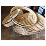 11.8-Inch Vertical Bamboo Steamer Basket, 2-Tier with Stainless Steel Rings,  Cooking Pot for Buns Dumplings Rice Vegetables Dim Sum
