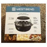 West Bend Stir Crazy Hot Oil Popcorn Popper, Popcorn Maker Machine with Large Serving Bowl Lid and Stirring Rod, 6 Qt, Black - Retail $66