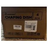 Chafing Dish Buffet Set 4 Pack, 5QT Gold Round Chafing Dishes for Buffet, High Grade Chafers and Buffet Warmers Sets with Glass Lid, Rolled-Edge Food Warmers for Parties, Weddings, Catering | Retail $