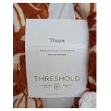 2 Pack Threshold Pumpkin Printed Orange & White Sherpa Fleece Throw Blankets 60" X 50"