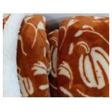 2 Pack Threshold Pumpkin Printed Orange & White Sherpa Fleece Throw Blankets 60" X 50"