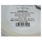 2 Modern Textured Ceramic Round Vase White - Threshold Elegant Bud Vase for Tabletop, Spot Clean, 7.75" Height