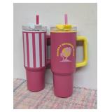 Stainless Steel Tumbler with Straw, 40 oz, 2pack