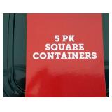 3 Packs of Holiday Style Square Food Storage Containers, 5 ct, Assorted