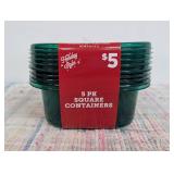 3 Packs of Holiday Style Square Food Storage Containers, 5 ct, Assorted