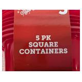 3 Packs of Holiday Style Square Food Storage Containers, 5 ct, Assorted
