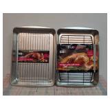 Set of 2 True Living Jumbo Roasting Pan With Nonstick Roast Rack