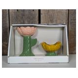 Threshold - 2 Pc Taper Candle Holders, Ceramic, Pink & Yellow