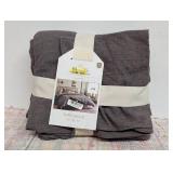 3pc California King Space Dyed Cotton Linen Duvet Cover & Sham Set Dark Gray - Threshold™: Woven Texture
