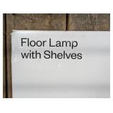 Floor lamp with Shelves - Room Essentials™: Black Metal, Linen Shade, 62" Height