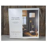 Shelf Floor Lamp Black/Natural - Threshold™: ETL Listed, 3-Way Rotary Switch