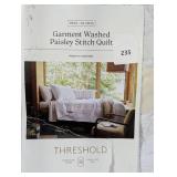 Twin/Twin Extra Long Garment Washed Paisley Stitch Quilt White - Threshold