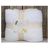 Twin/Twin Extra Long Garment Washed Paisley Stitch Quilt White - Threshold
