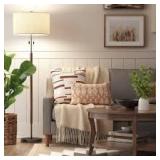 Cut Off Base Floor Lamp Black/Brown Metal/Wood - Threshold™:  Dual Pull Chain