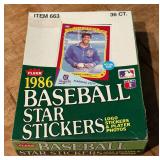1986 Fleer Baseball Stickers 36 Pack Card Box