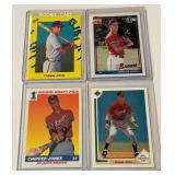 (4) Chipper Jones RC Lot - Upper Deck, Score, Topps, Classic Rookie Baseball Cards