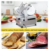 $800 370W+550W Commercial Meat Slicer, 13-inch Stainless Steel, 0-16 mm Adjustable Thickness